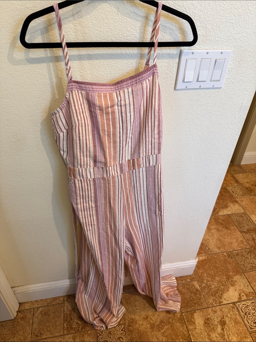 NWT Market & Spruce Pink and Cream Striped Spaghetti Strap Jumpsuit
